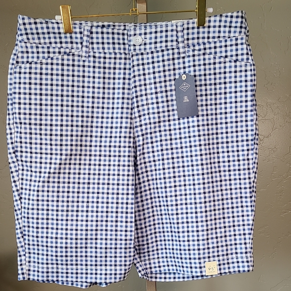 St. John's Bay Blue and White Bermuda Shorts Gingham Check 14P NWT